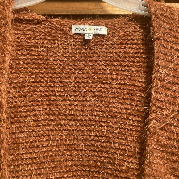 Woven Heart Rust Soft, Fuzzy and Cuddly Cropped Cardigan - Picture 4 of 16